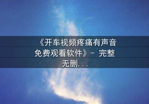 《开车视频疼痛有声音免费观看软件》- 完整无删在线观看 - 一场关于疼痛与救赎的视听盛宴