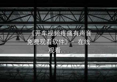 《开车视频疼痛有声音免费观看软件》- 在线观看HD中字 - 一场撕裂心灵的救赎之旅